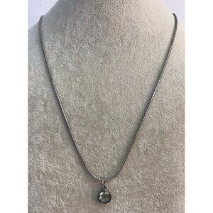 Pandora 925 Silver ALE 31.5” Snake Chain Necklace w/ Green Autumn Skies Pendant